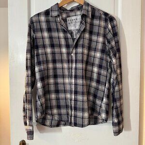 Frank & Eileen Barry Shirt (Blue/White/Gray Brown Plaid) (Size Small)